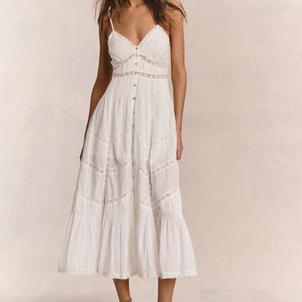 LoveShackFancy Esilda Heritage Cotton Midi Dress Size 2